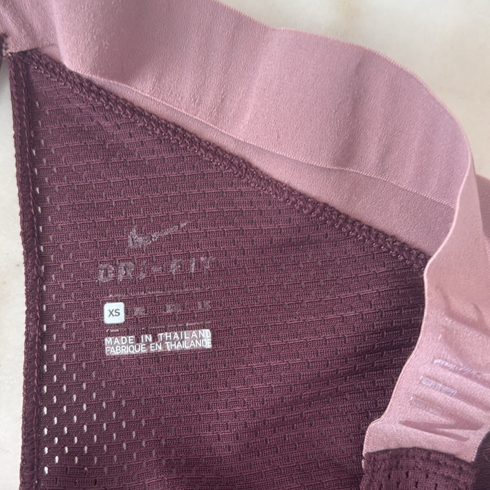 Nike Elstka Elastika Mesh Maroon Rose Logo Strap Relaxed Fit Tank Top XS S - Picture 11 of 14